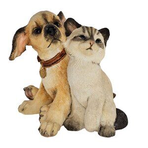 Country Artists Kitten With Puppy Figurine Resin #02223 Dog Cat